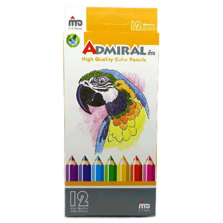مداد رنگی 12 رنگ آدمیرال - مداد رنگی 12 رنگ آدمیرال مدل MDF طول بدنه آن 175 میلیمتر است.درجه سختی نوکHB می باشد. 